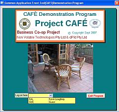 Opening screen of a CAFE compliant document.   The LogOn Screen.