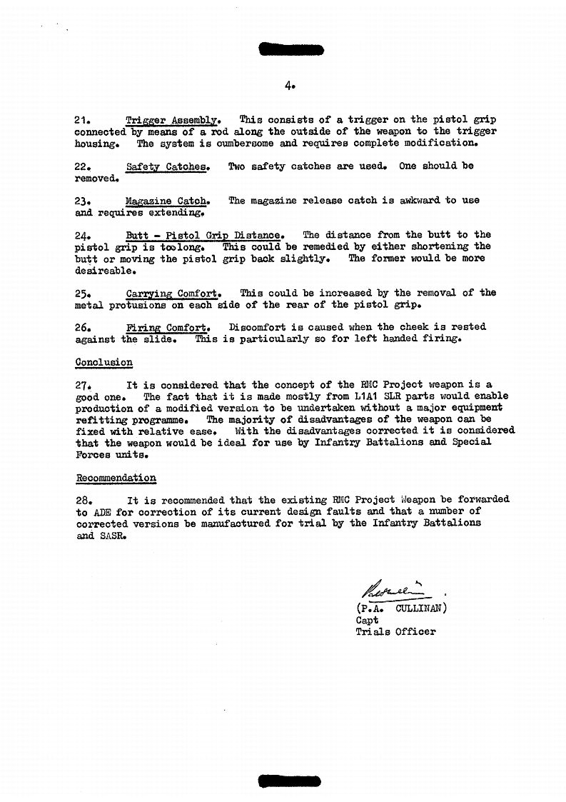 Report on Assessment of Loughrey Rifles by SASR dated 9 Mar 1976 - P4