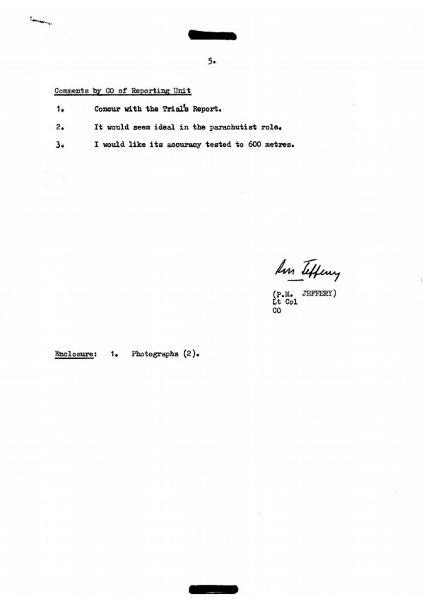 Report on Assessment of Loughrey Rifles by SASR dated 9 Mar 1976 - P5