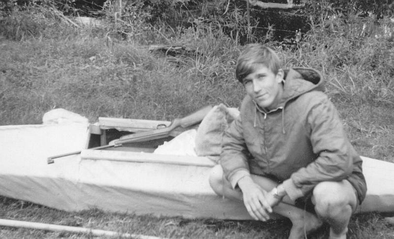 Kevin Loughrey 15 yrs old, about to embark on 7 day canoe trip on the Brisbane River.  Gecado 25 Air-rifle in background.